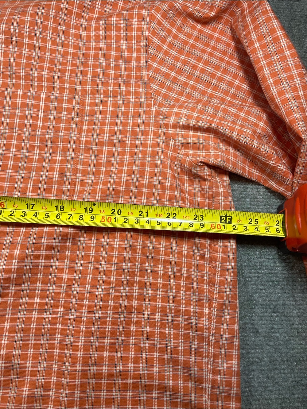 L.L. Bean Men's Orange and White Plaid Button-Down Shirt - Picture 3 of 6